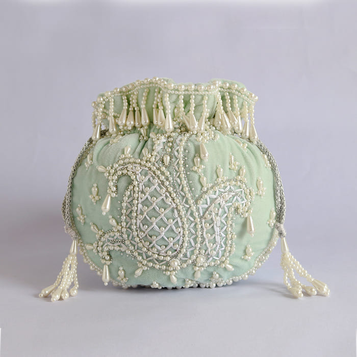 Sukoon Hand Embroidered Potli with Pearl Handle