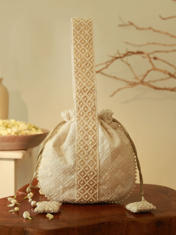 Taj Pearl Potli Bag with Handle