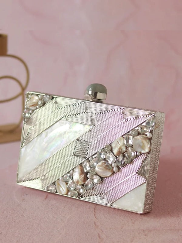 Aisha Embellished Mother of Pearl Clutch