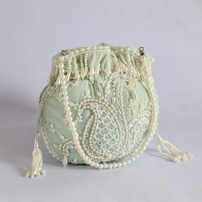 Sukoon Hand Embroidered Potli with Pearl Handle