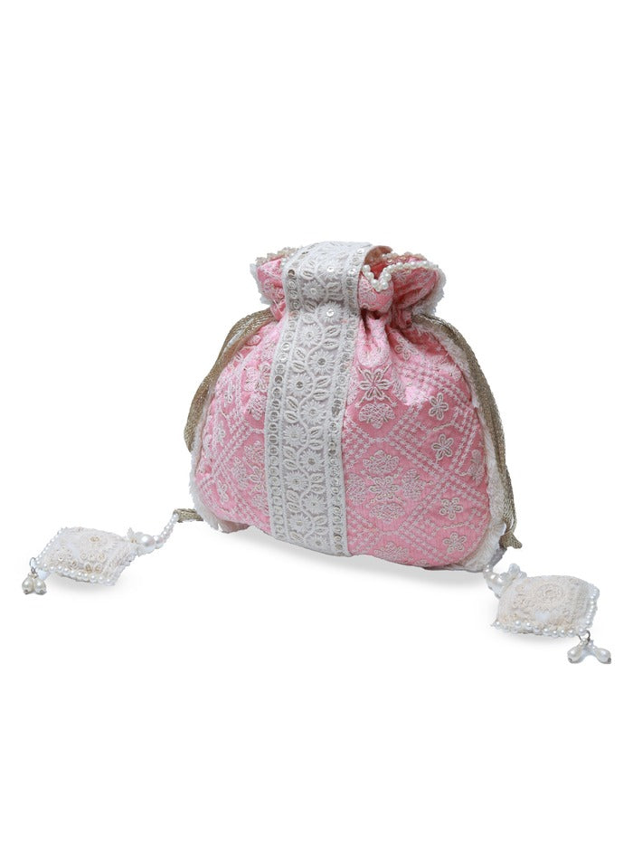 Ruhi Pink Potli Bag with Handle