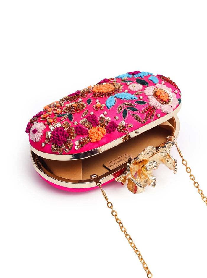 Flora Resham Hand Embroidered Clutch