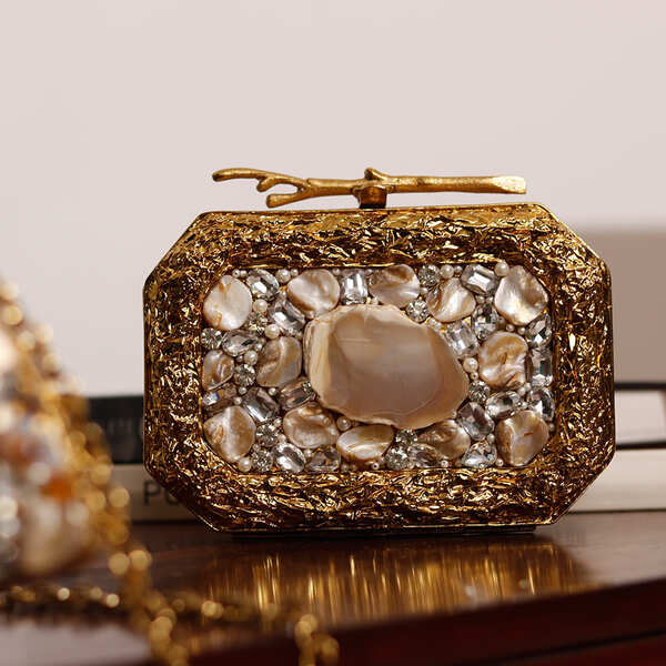 Burj Embellished Agate Stone Clutch