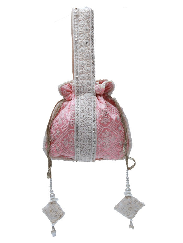 Ruhi Pink Potli Bag with Handle