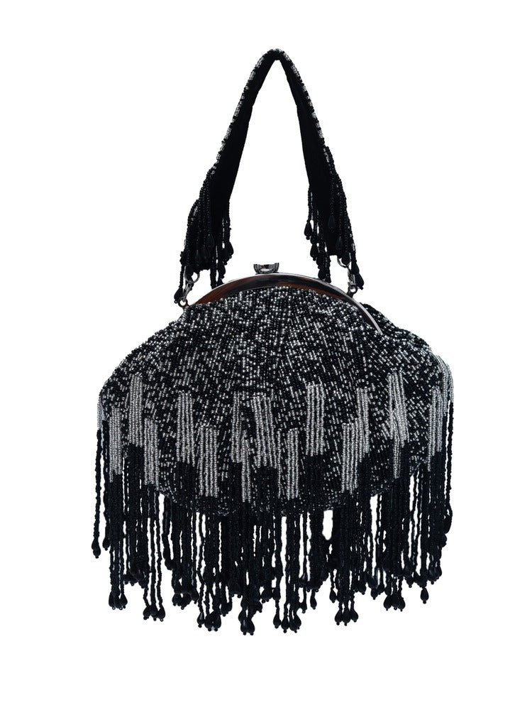 Amour Black Batua Bag with Detachable Handle