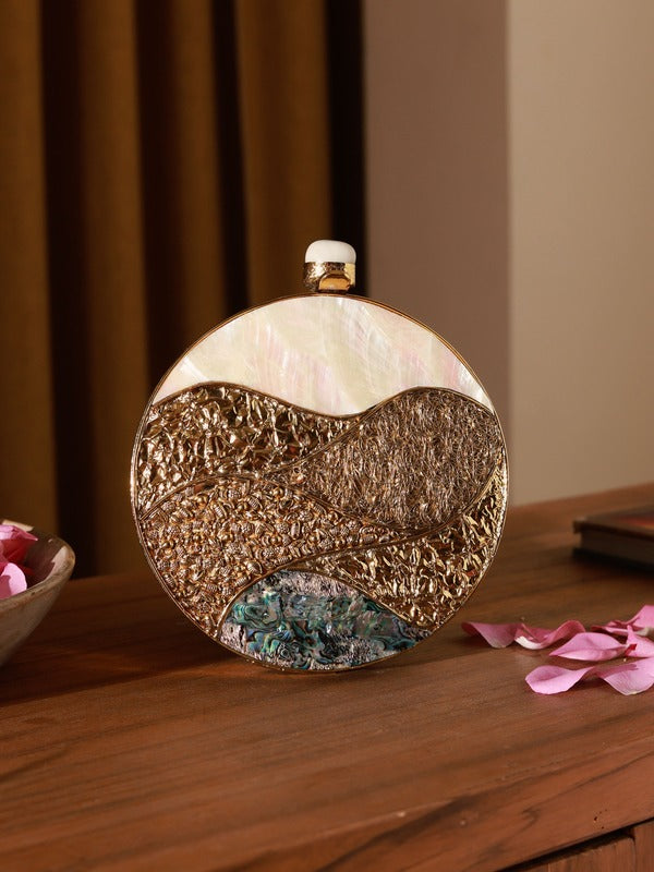 Crescent Round Mother of Pearl Clutch