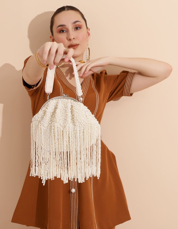 Pearl Batua Bag with Tassels