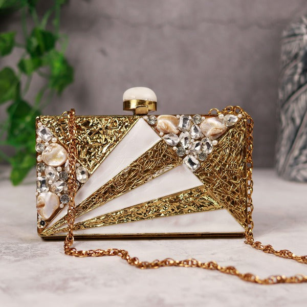 Iqra Embellished Mother of Pearl Clutch