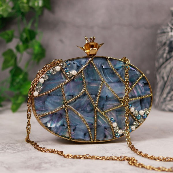 Nargis Embellished Mother of Pearl Clutch