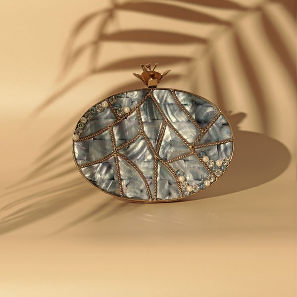 Nargis Embellished Mother of Pearl Clutch