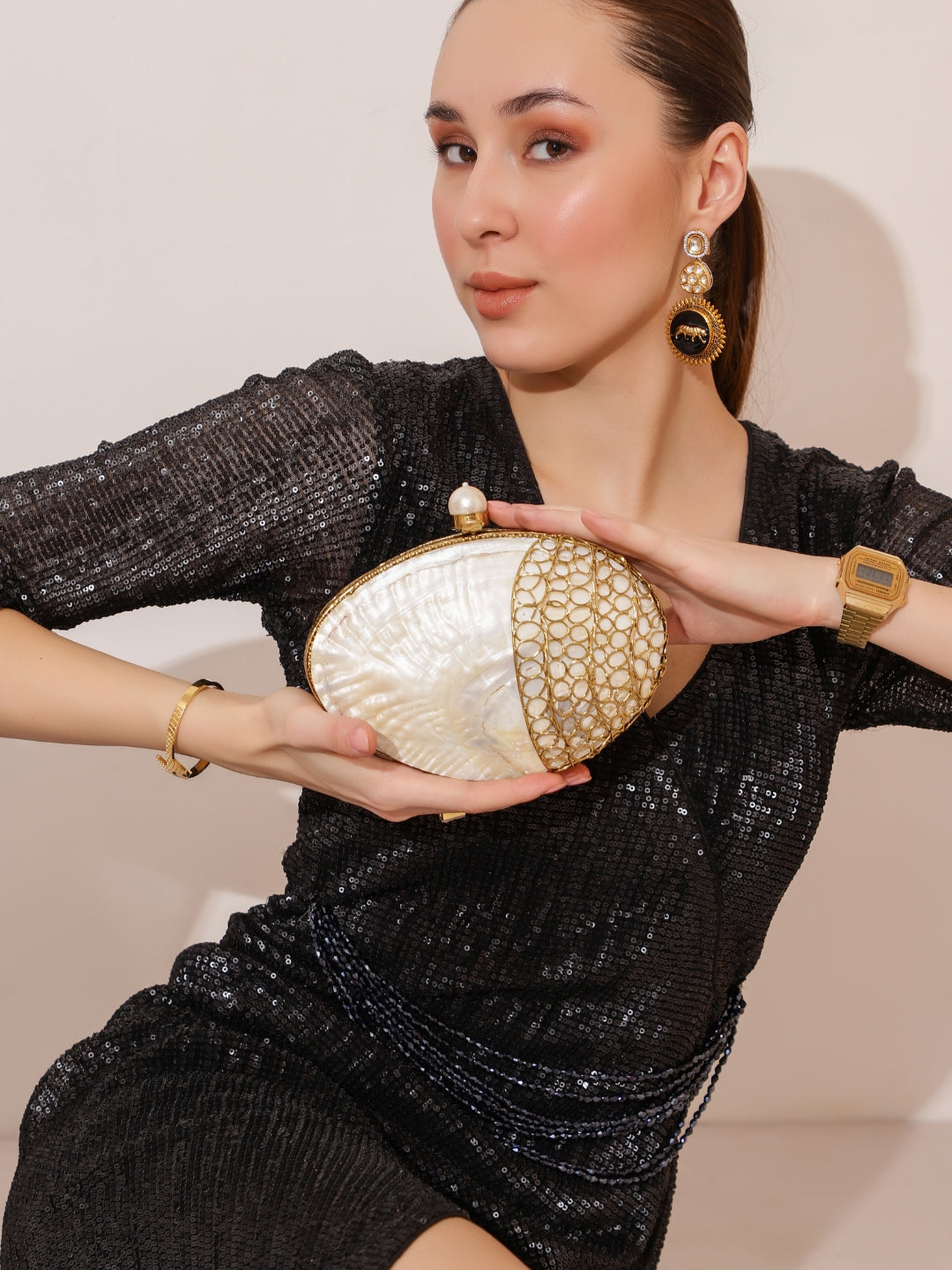 Seep Mother of  Pearl Clutch